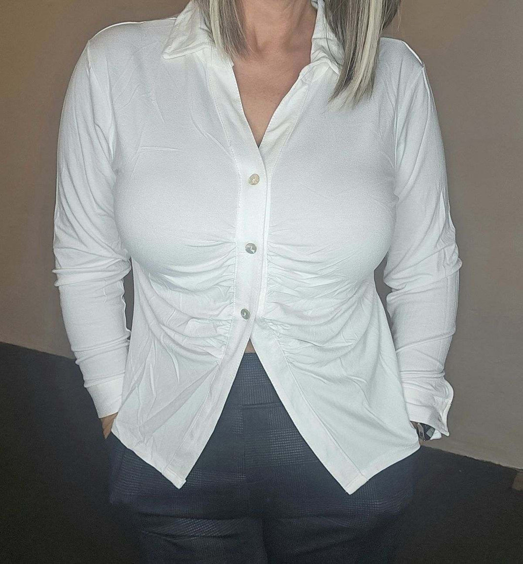 Ruched Button Down Top