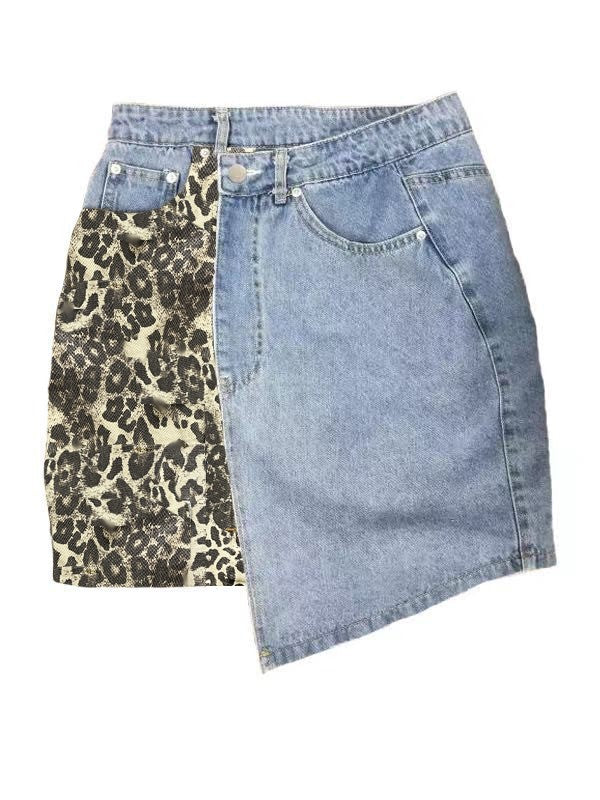 Leopard & Denim Crossover Skirt