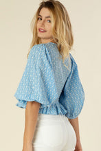 Load image into Gallery viewer, Blue Puff Sleeve Crop
