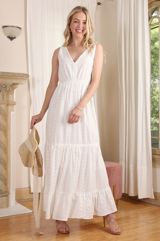 White Tiered Maxi Dress