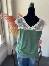 Load image into Gallery viewer, Green &amp; Lace Top
