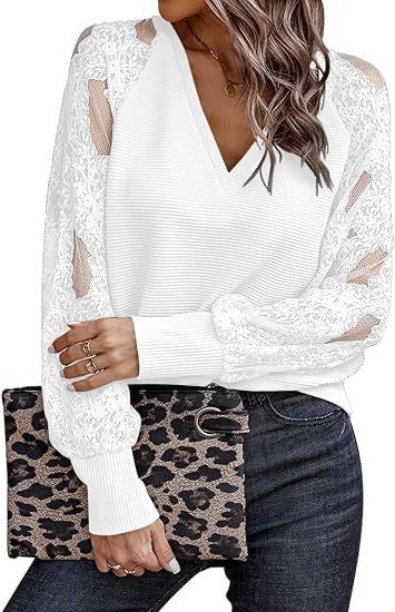 White Lace Sleeve Top