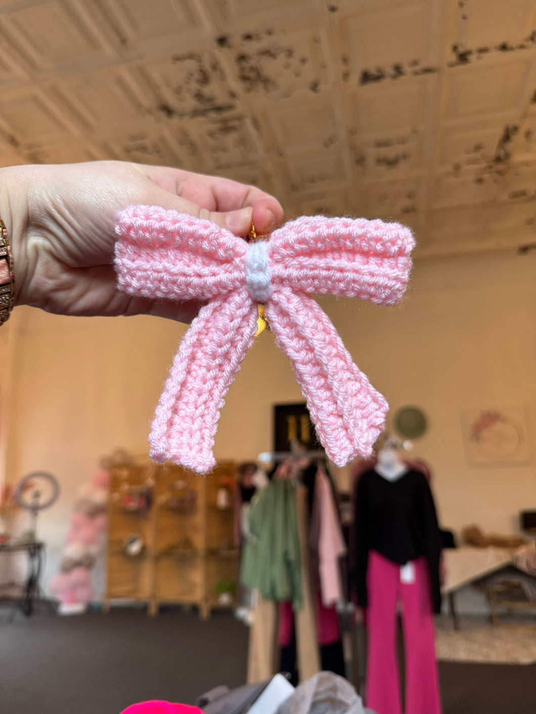 Light Pink Bow Keychain