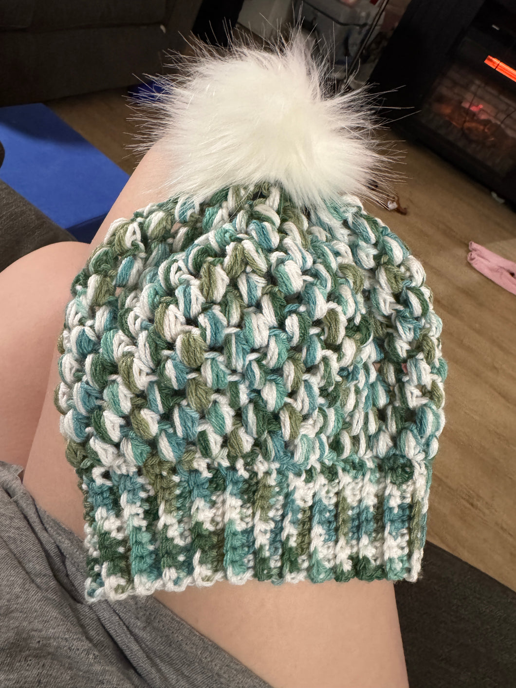 Turquoise and Green Beanie