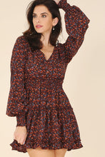 Load image into Gallery viewer, Burgundy Floral Long Sleeve Dress
