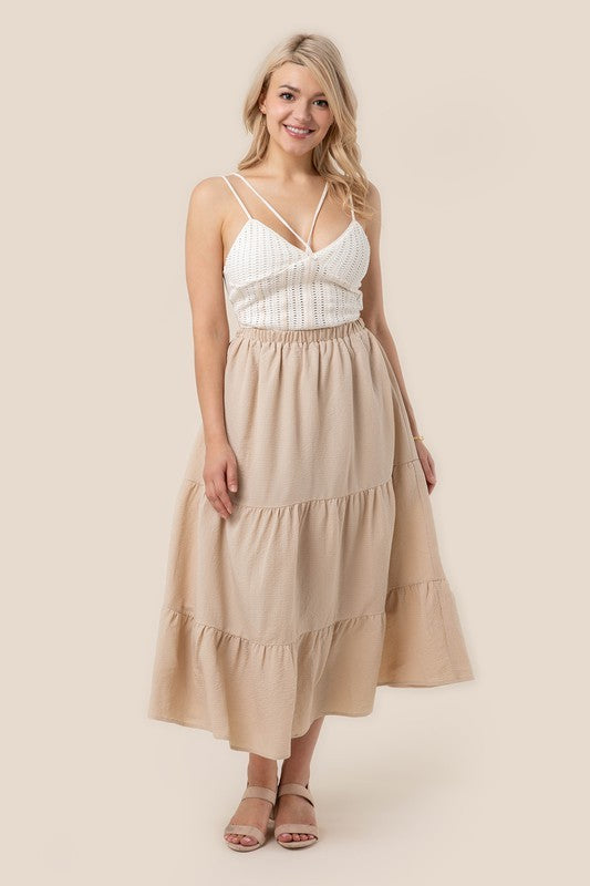 Beige Tiered Skirt