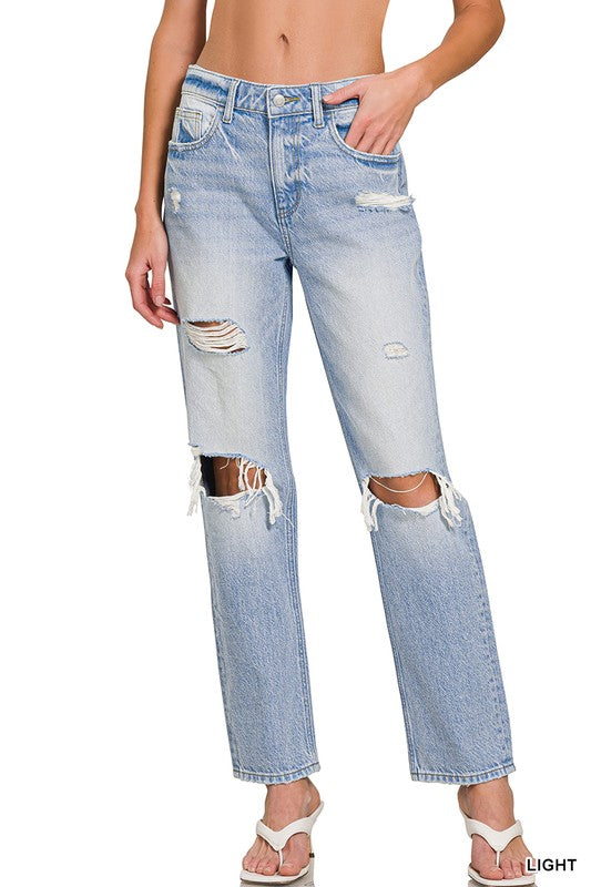 Light Wash Distressed Denim