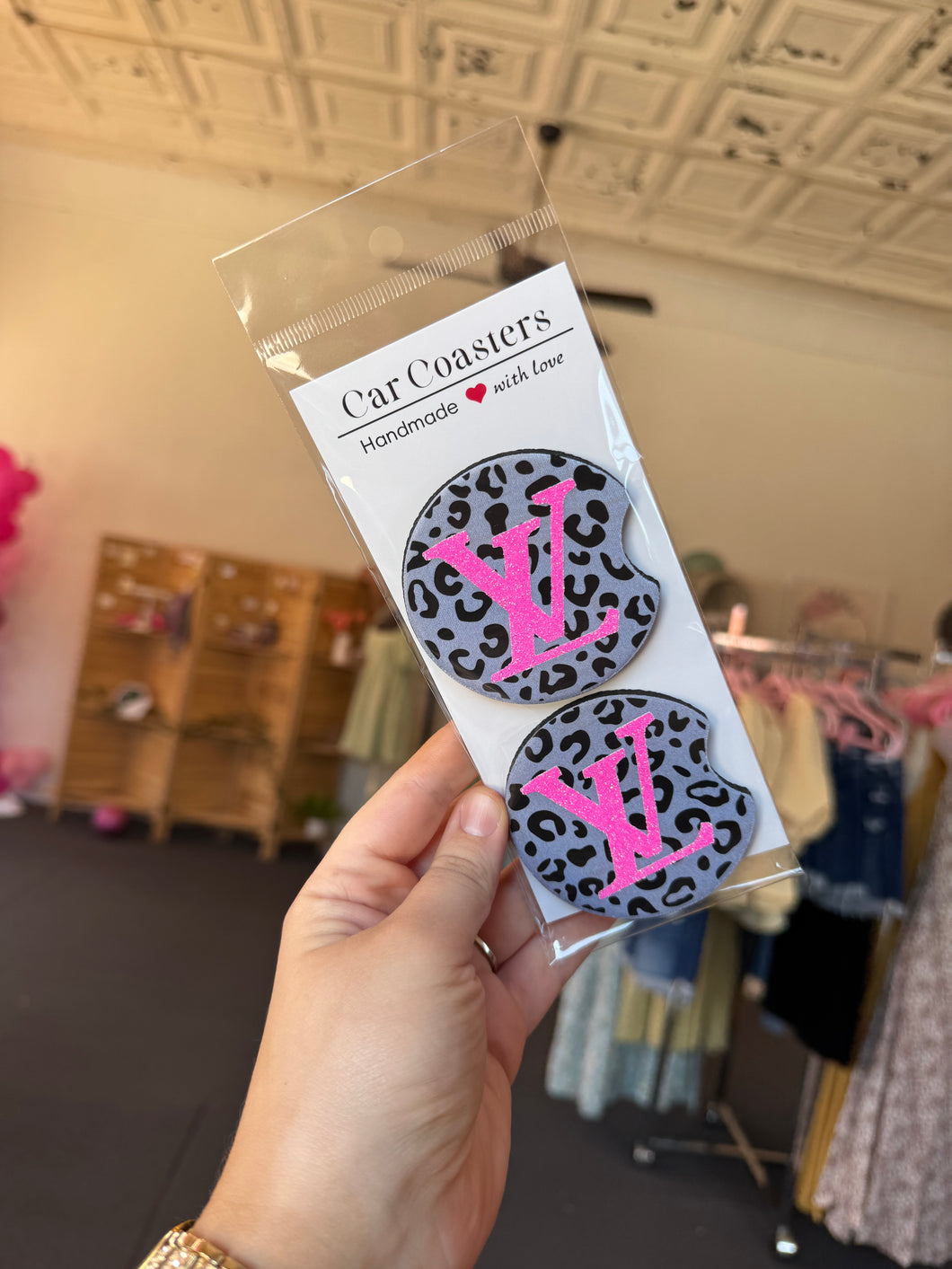 Car Coasters - Pink & Gray