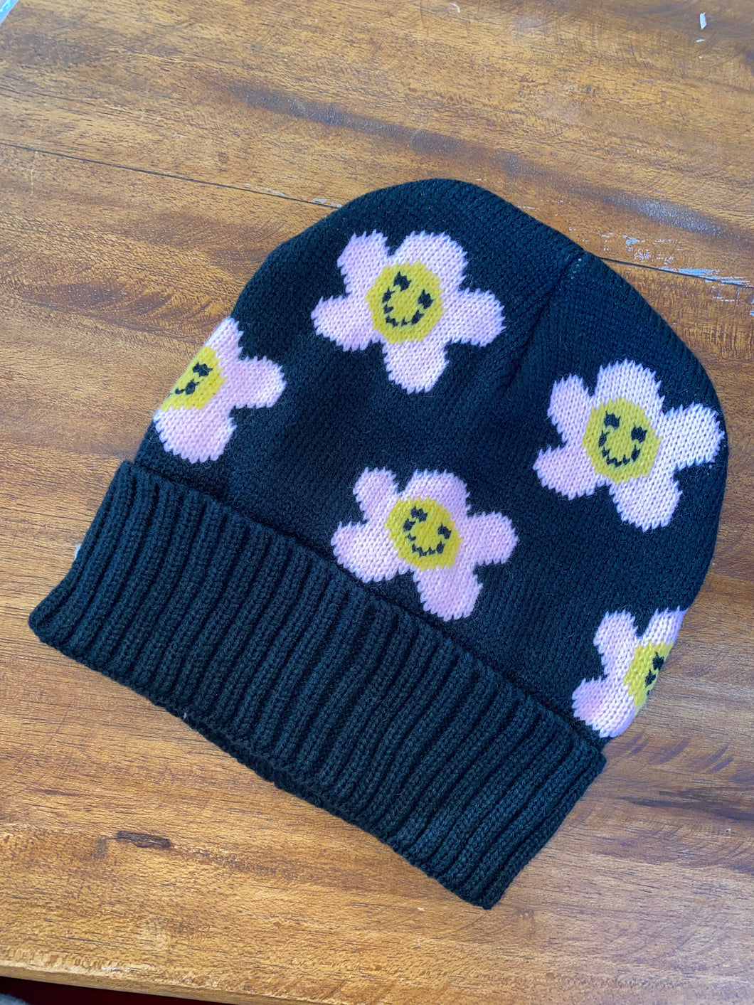 Black Daisy Beanie