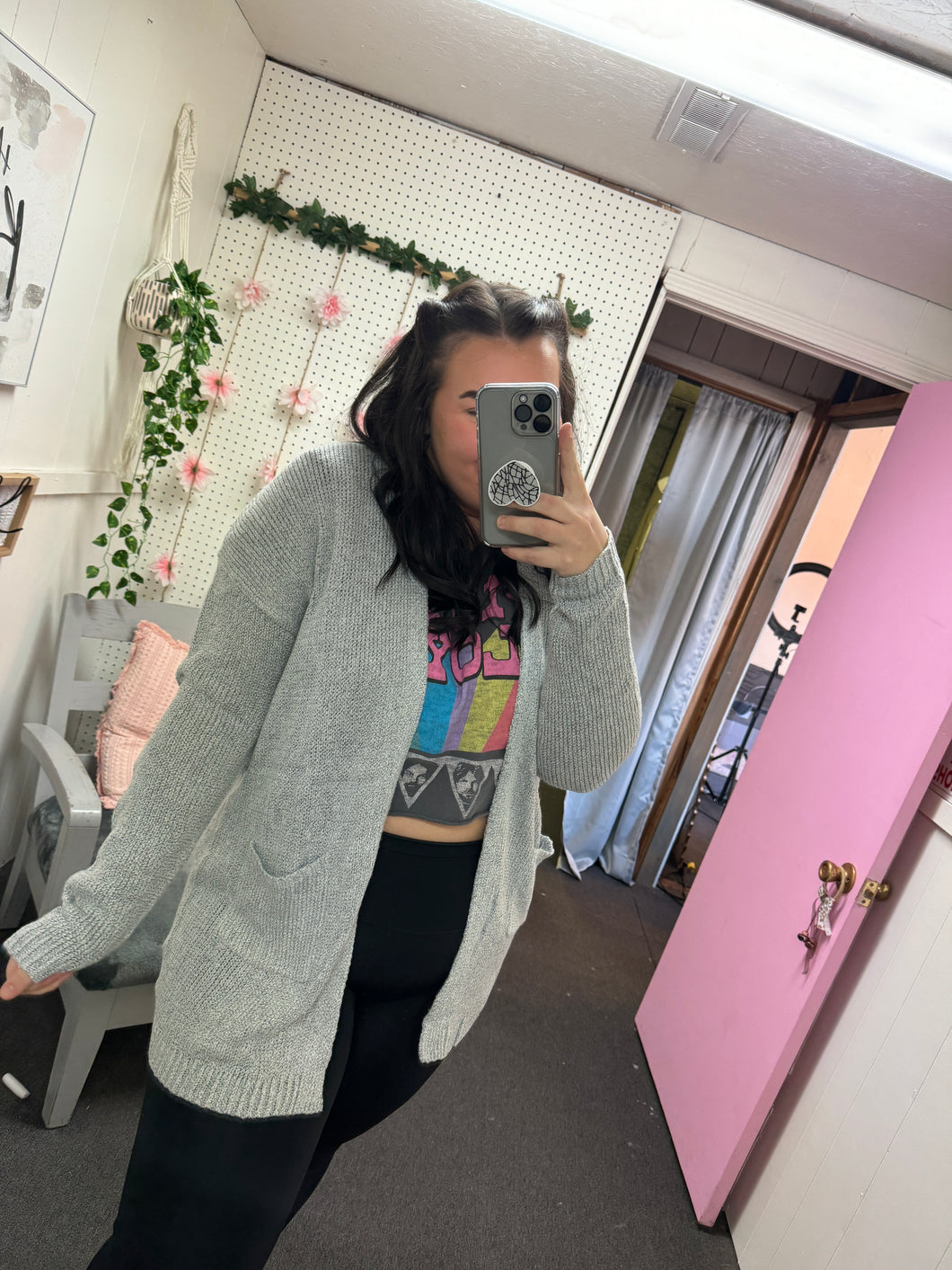 Gray Oversized Cardigan