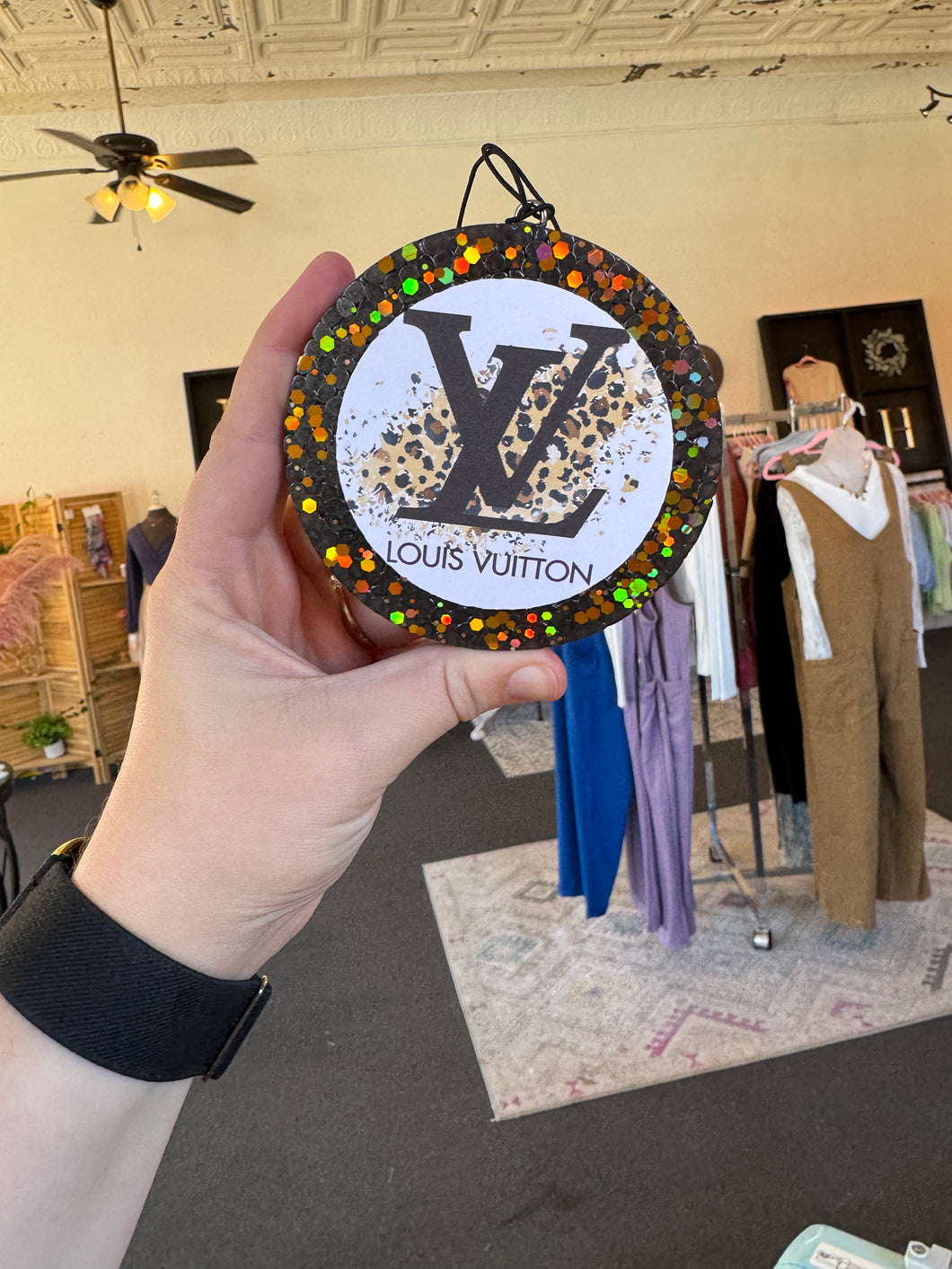 LV Glitter Car Freshie - Mahogany Teakwood