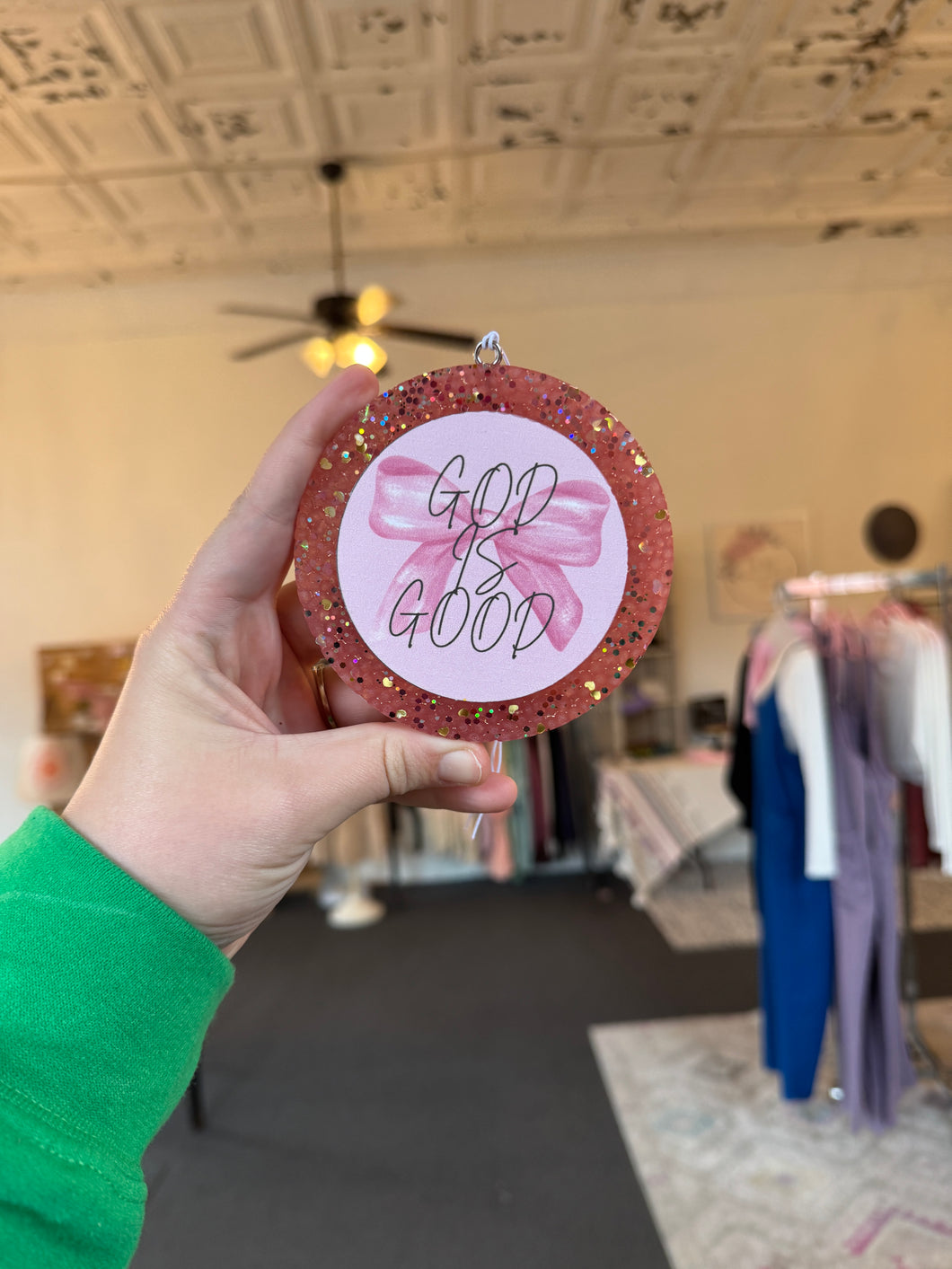 God is Good Car Freshie- Peach