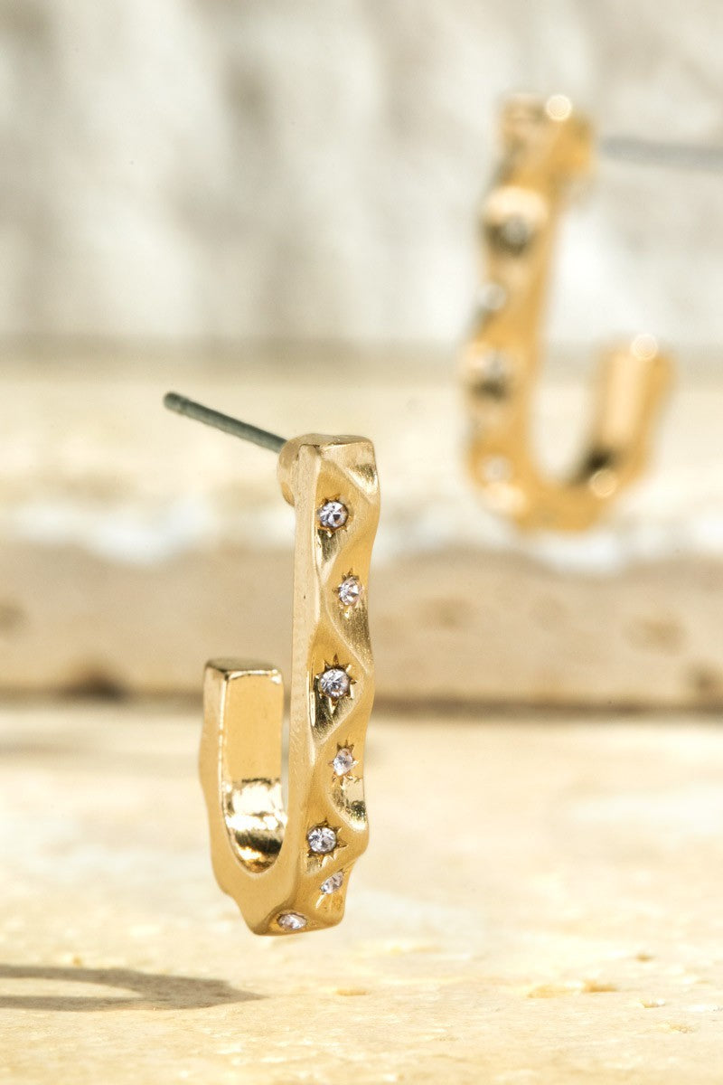 J Shaped Gold Hoops